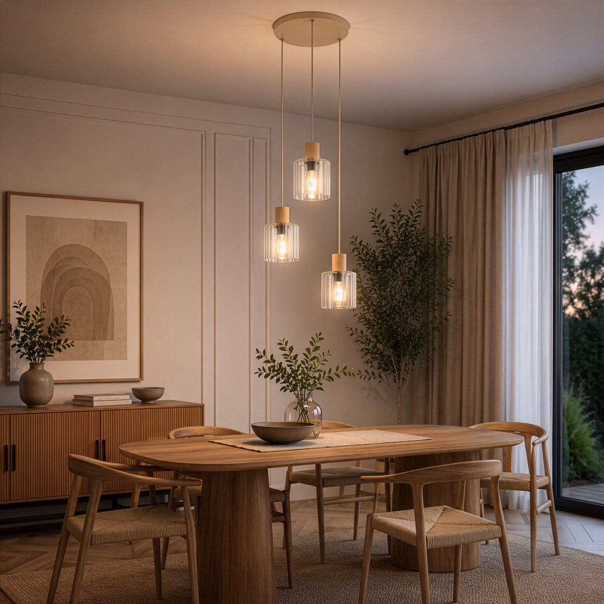 Lustră TK Lighting Sierra, lemn, 3 x E27, 11801