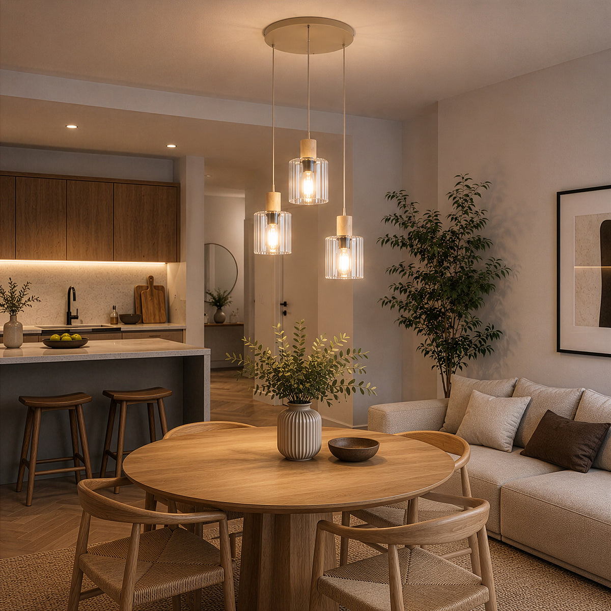 Lustră TK Lighting Sierra, lemn, 3 x E27, 11801