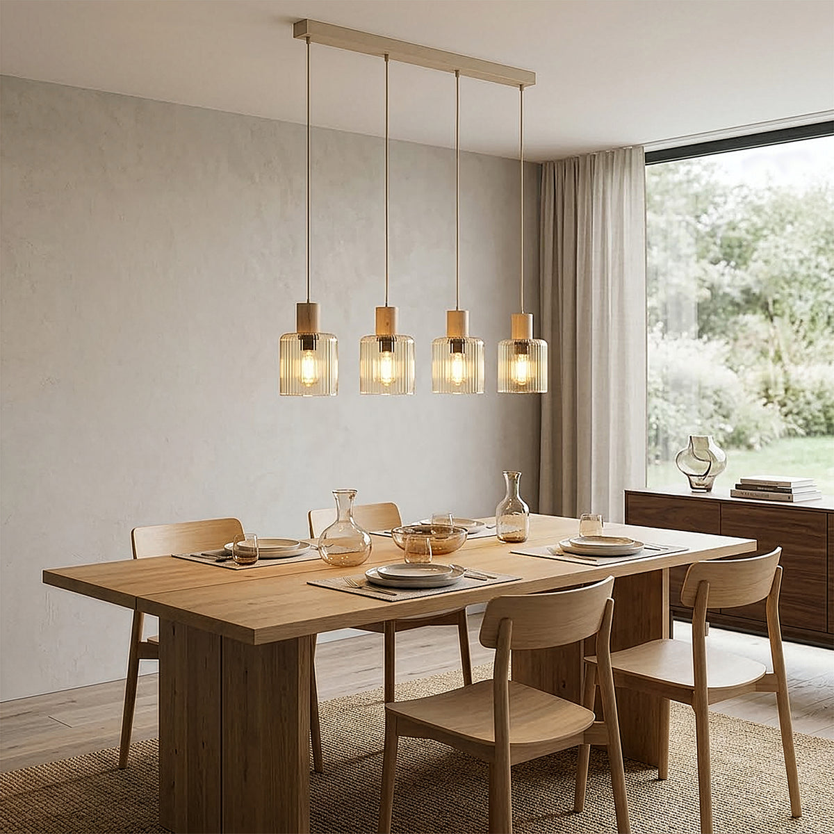 Lustră TK Lighting Sierra, lemn, 4 x E27, 11802