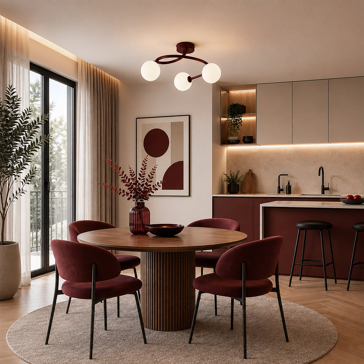 Plafonieră TK Lighting Ilsa, burgund, 3 x G9, 11851
