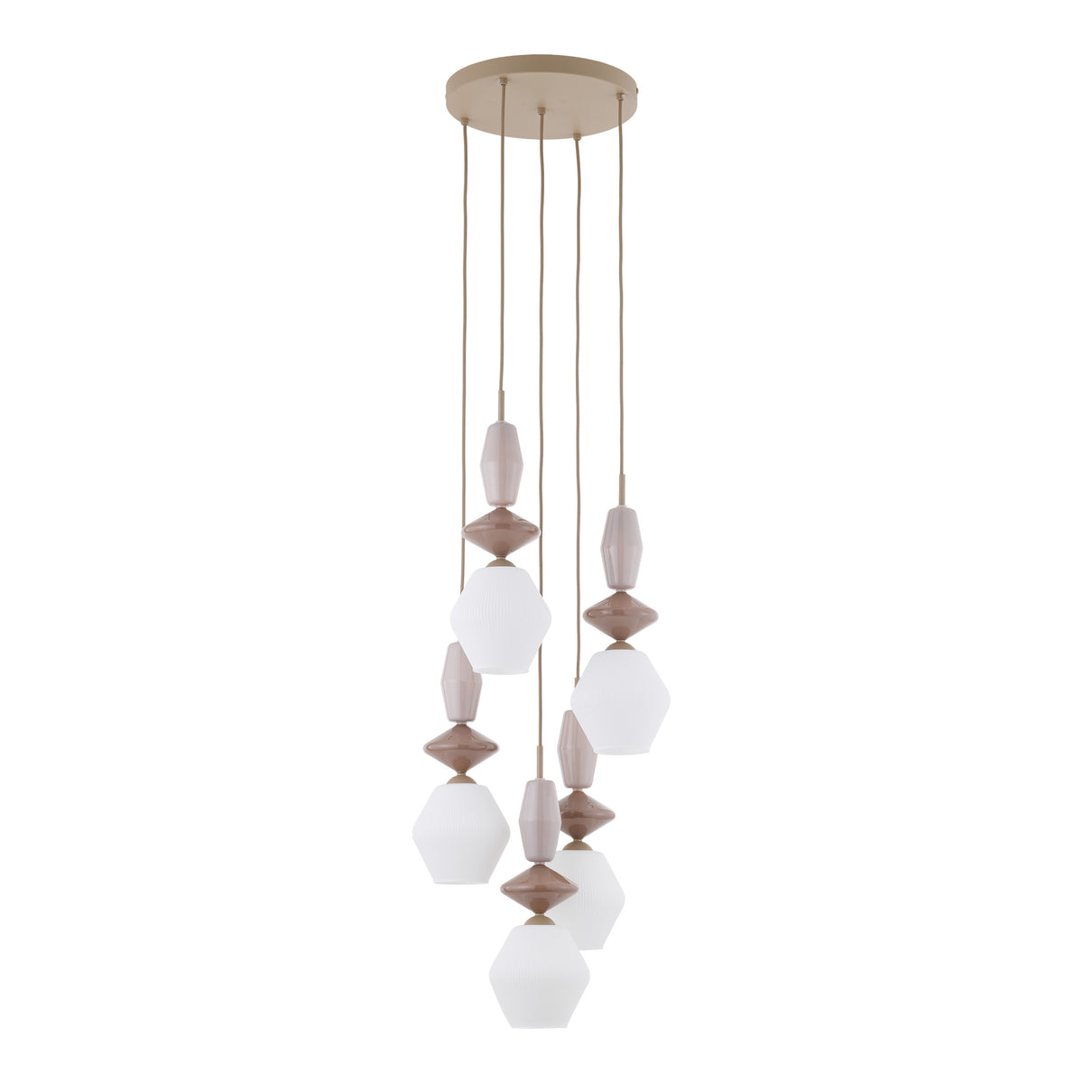 Lustră TK Lighting Zen Fuso Rotund, nisip, alb, 5 x E14, 11864