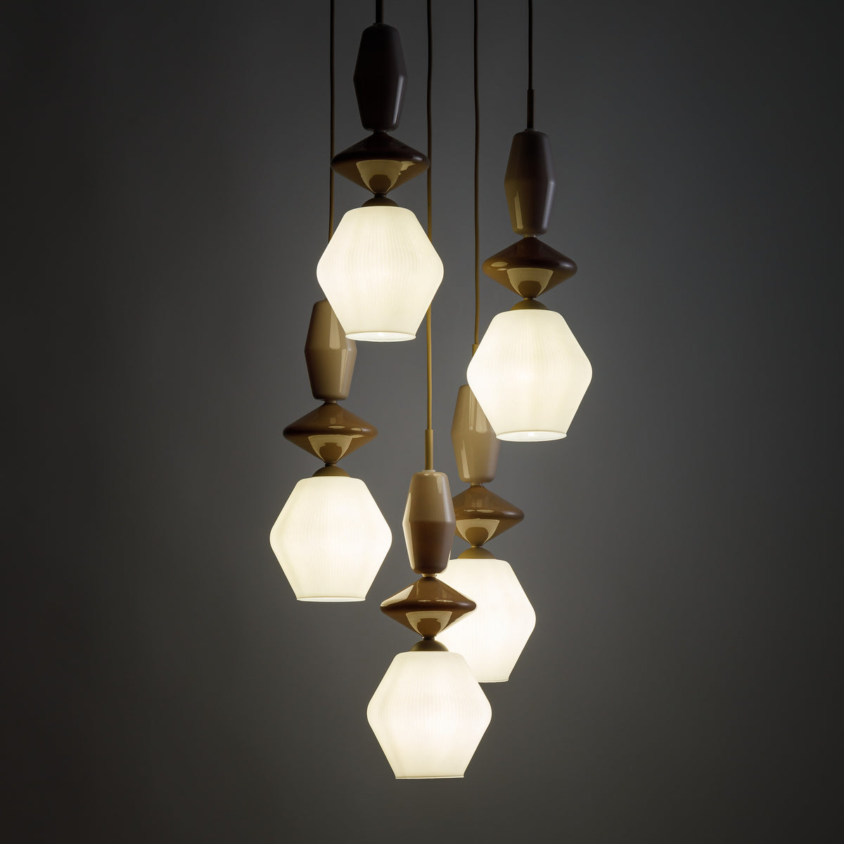 Lustră TK Lighting Zen Fuso Rotund, nisip, alb, 5 x E14, 11864