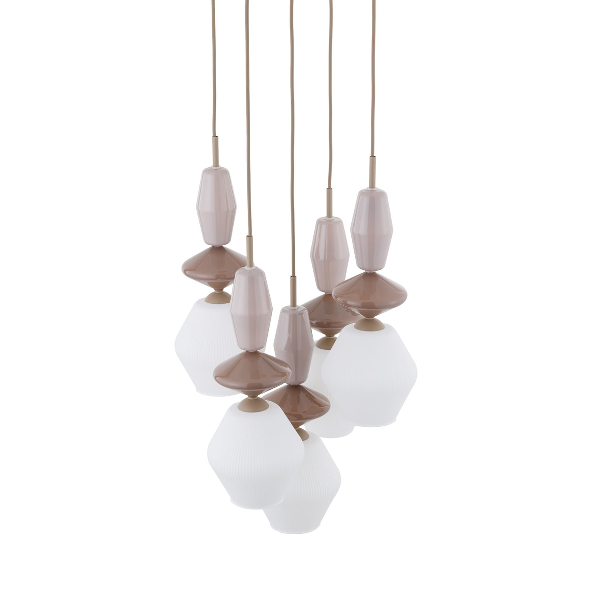Lustră TK Lighting Zen Fuso Rotund, nisip, alb, 5 x E14, 11864