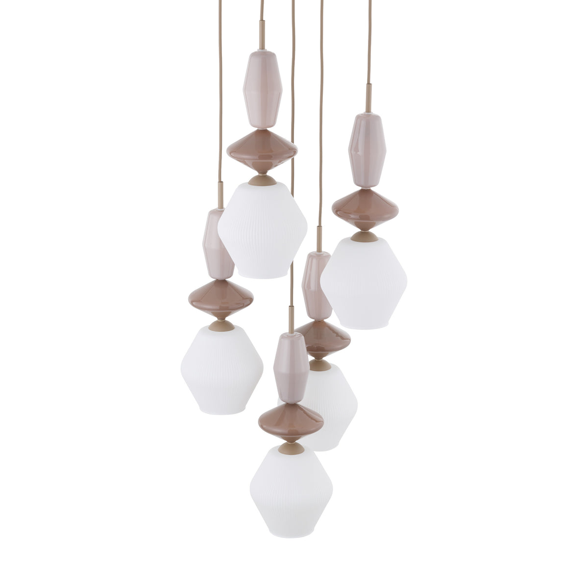 Lustră TK Lighting Zen Fuso Rotund, nisip, alb, 5 x E14, 11864