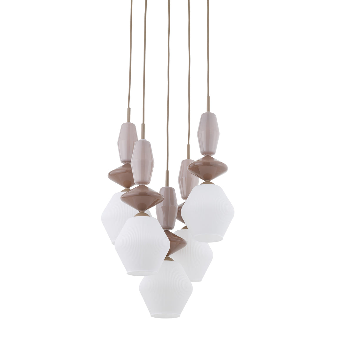Lustră TK Lighting Zen Fuso Rotund, nisip, alb, 5 x E14, 11864