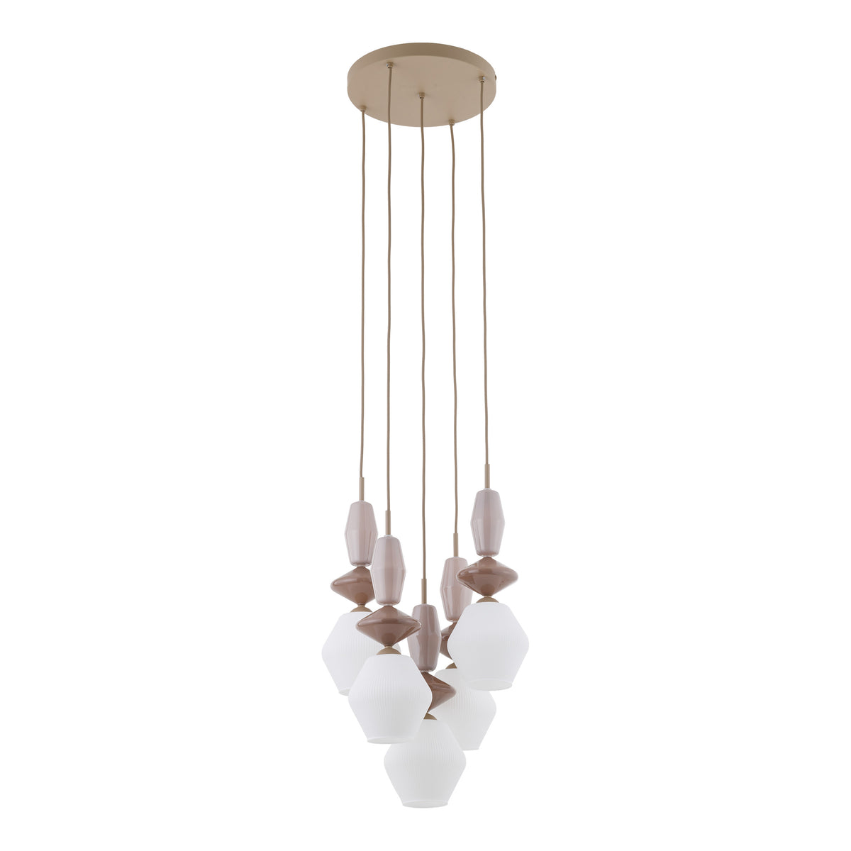Lustră TK Lighting Zen Fuso Rotund, nisip, alb, 5 x E14, 11864
