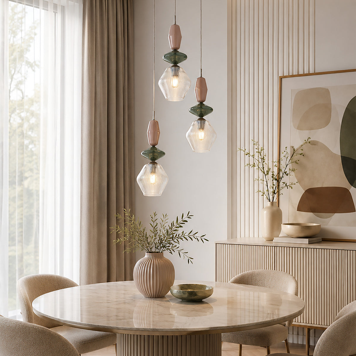Lustră TK Lighting Zen Fuso Rotund, maro, coniac, 3 x E14, 11867