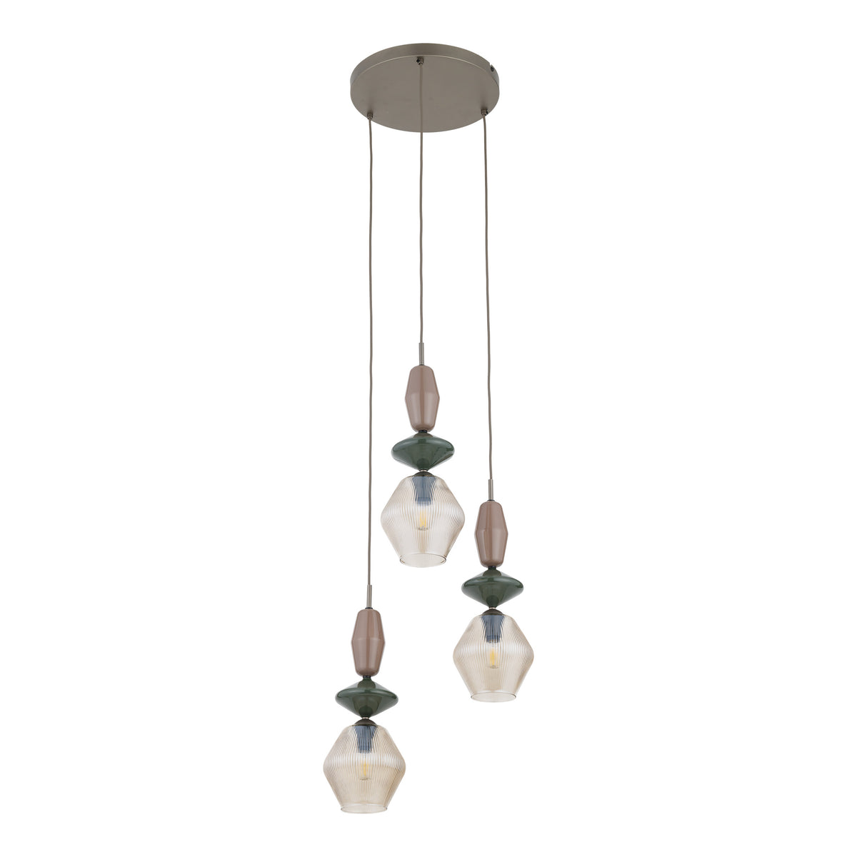 Lustră TK Lighting Zen Fuso Rotund, maro, coniac, 3 x E14, 11867