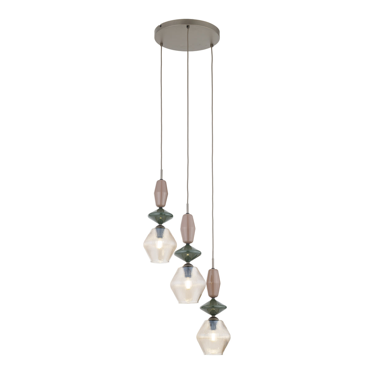 Lustră TK Lighting Zen Fuso Rotund, maro, coniac, 3 x E14, 11867