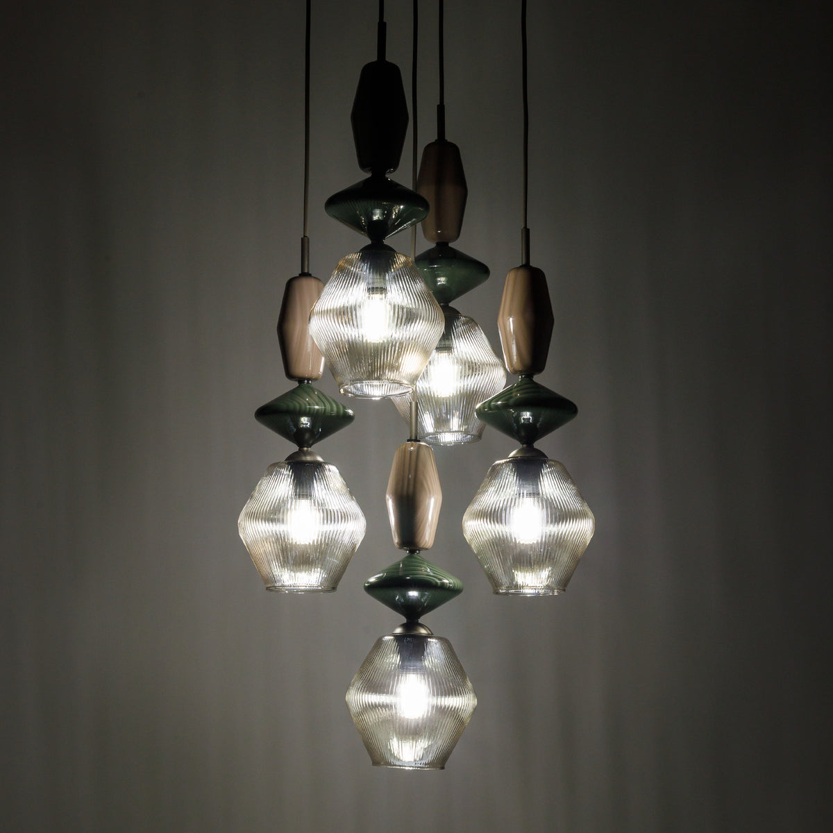 Lustră TK Lighting Zen Fuso Rotund, maro, coniac, 5 x E14, 11869