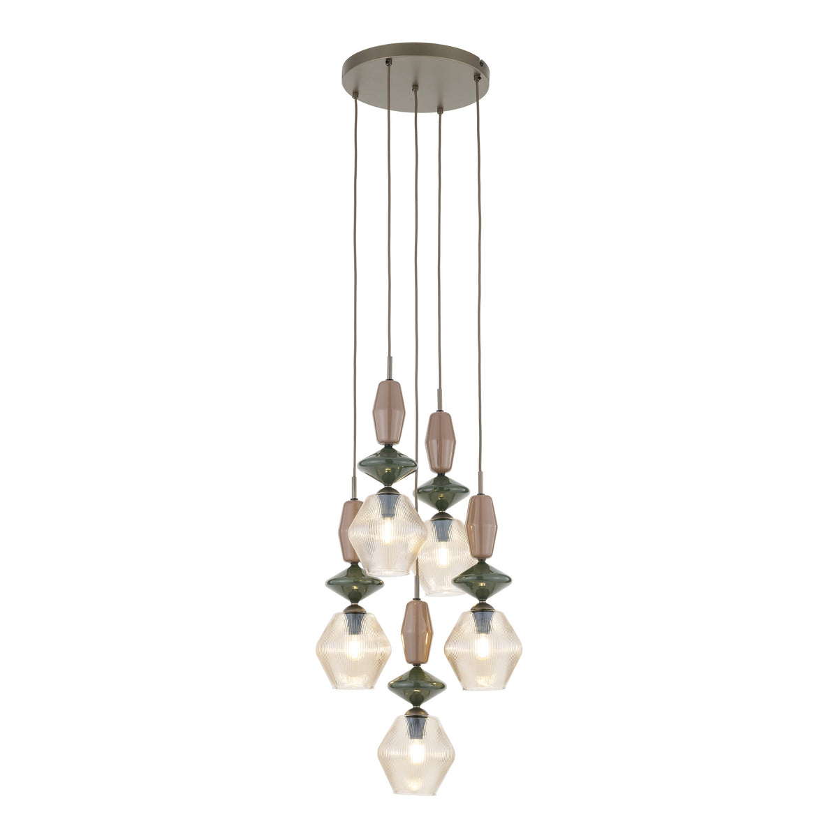 Lustră TK Lighting Zen Fuso Rotund, maro, coniac, 5 x E14, 11869