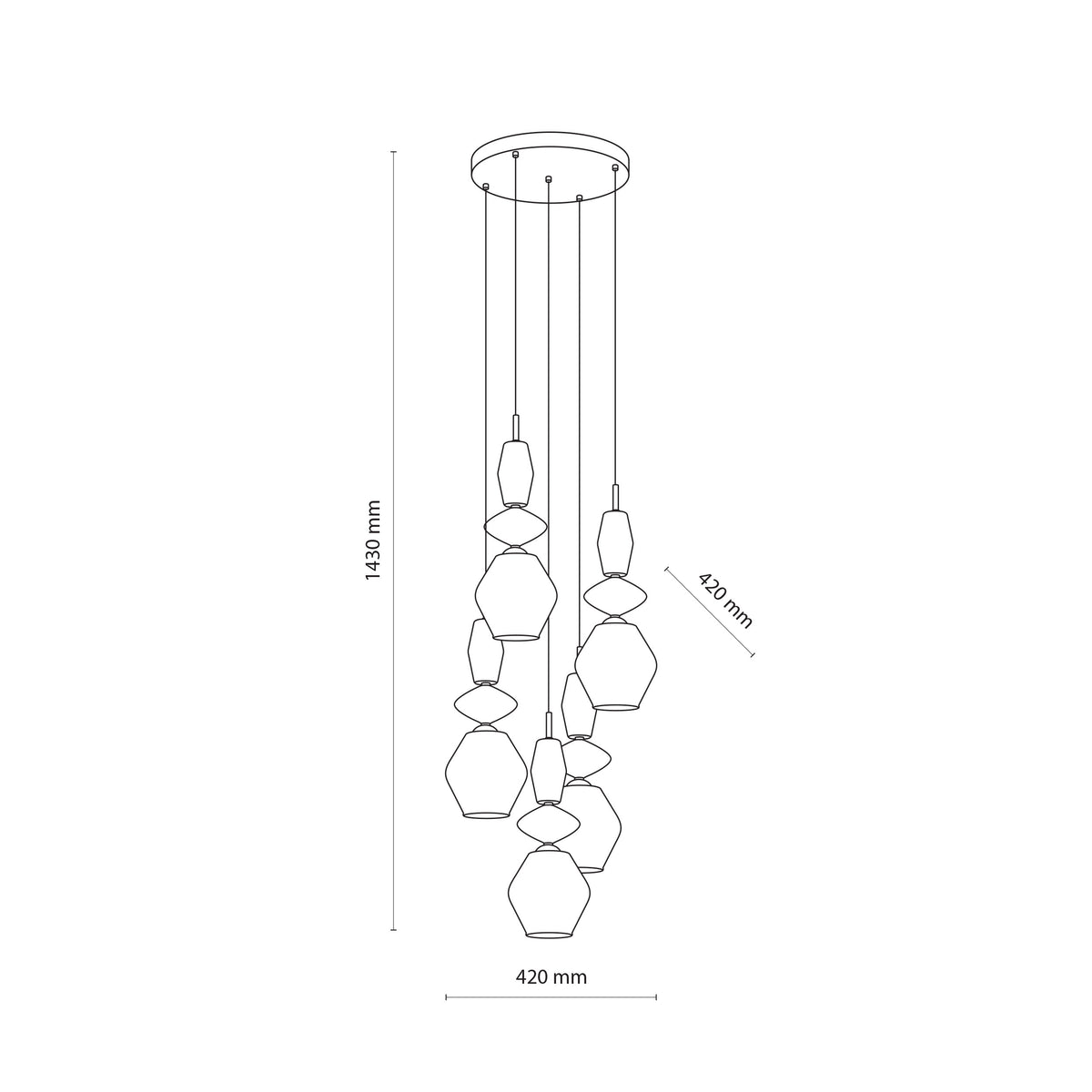 Lustră TK Lighting Zen Fuso Rotund, maro, coniac, 5 x E14, 11869