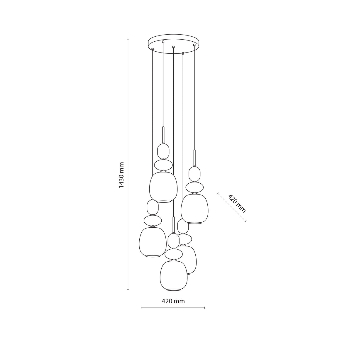 Lustră TK Lighting Zen Botti Rotund, nisip, alb, 5 x E14, 11874