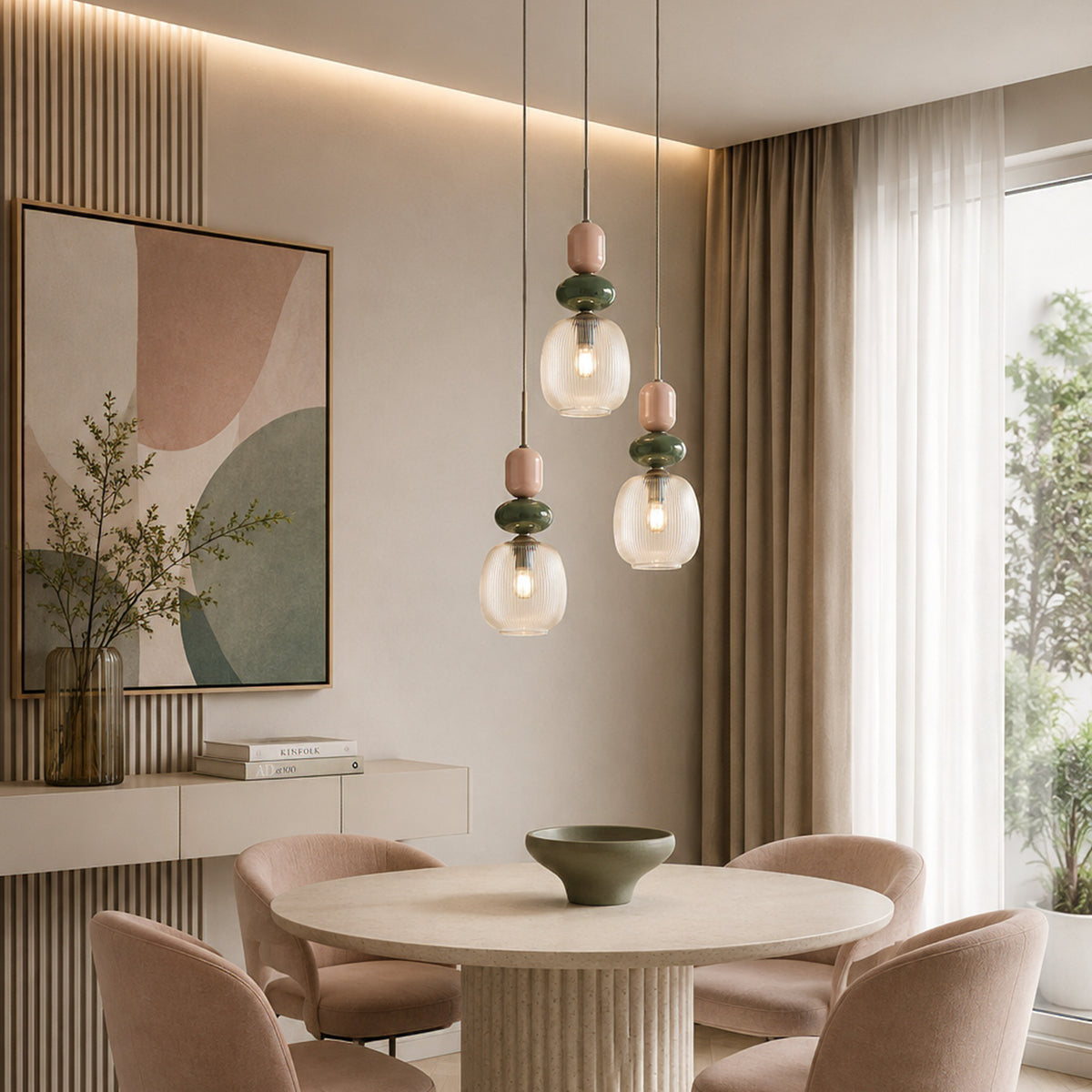 Lustră TK Lighting Zen Botti Rotund, maro, coniac, 3 x E14, 11877