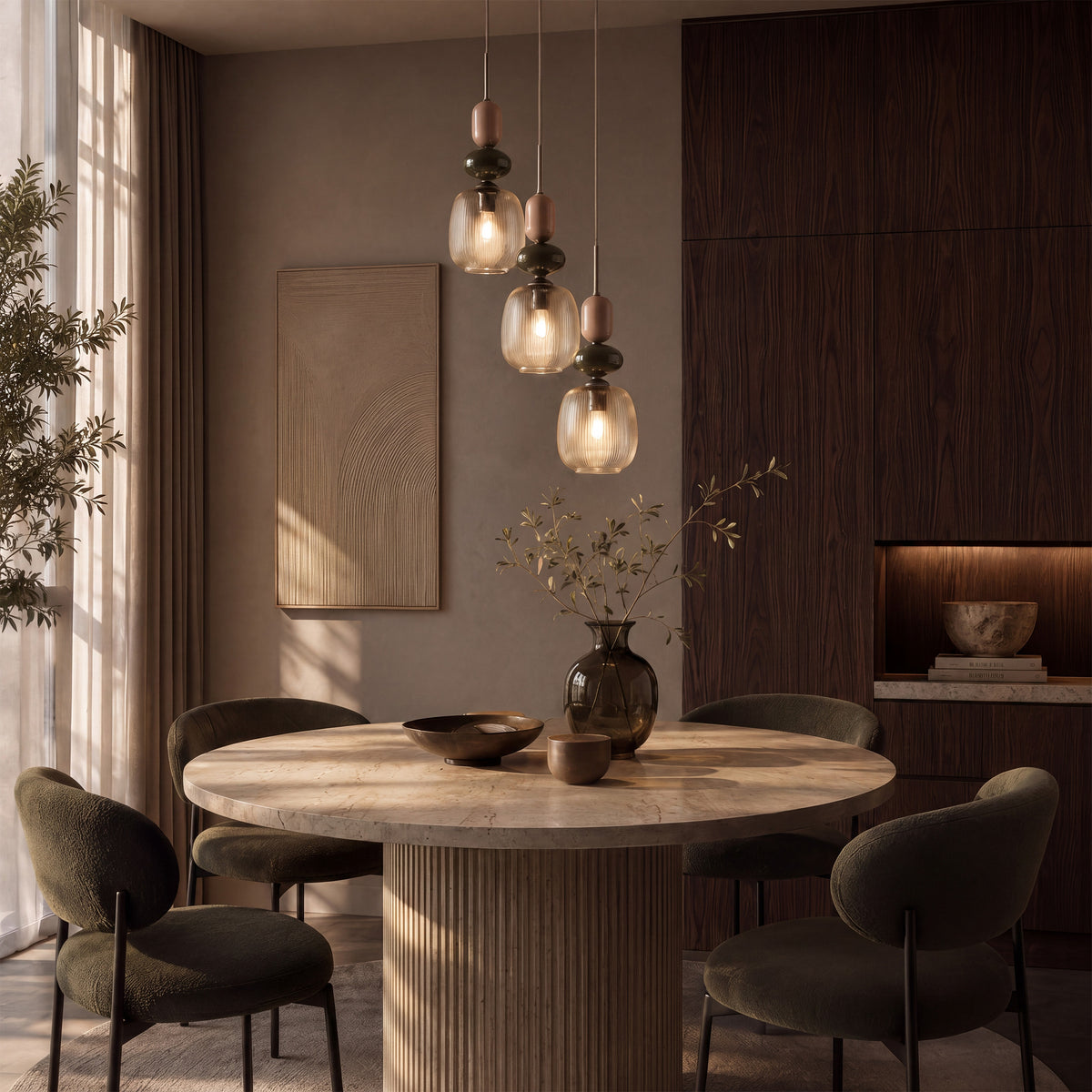 Lustră TK Lighting Zen Botti Rotund, maro, coniac, 3 x E14, 11877