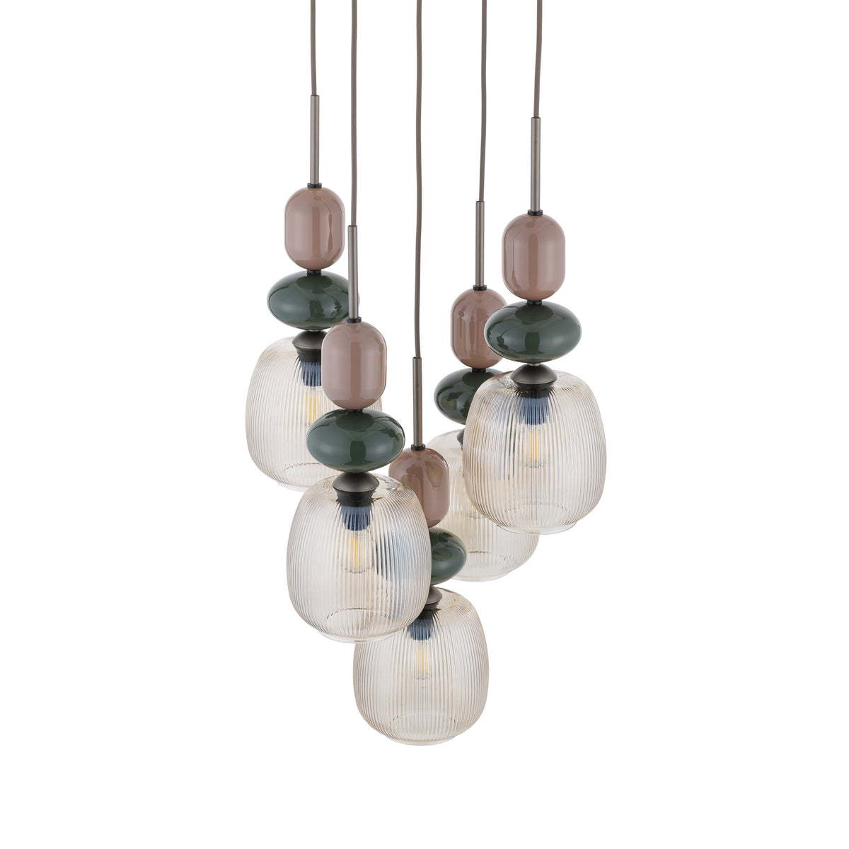 Lustră TK Lighting Zen Botti Rotund, maro, coniac, 5 x E14, 11879
