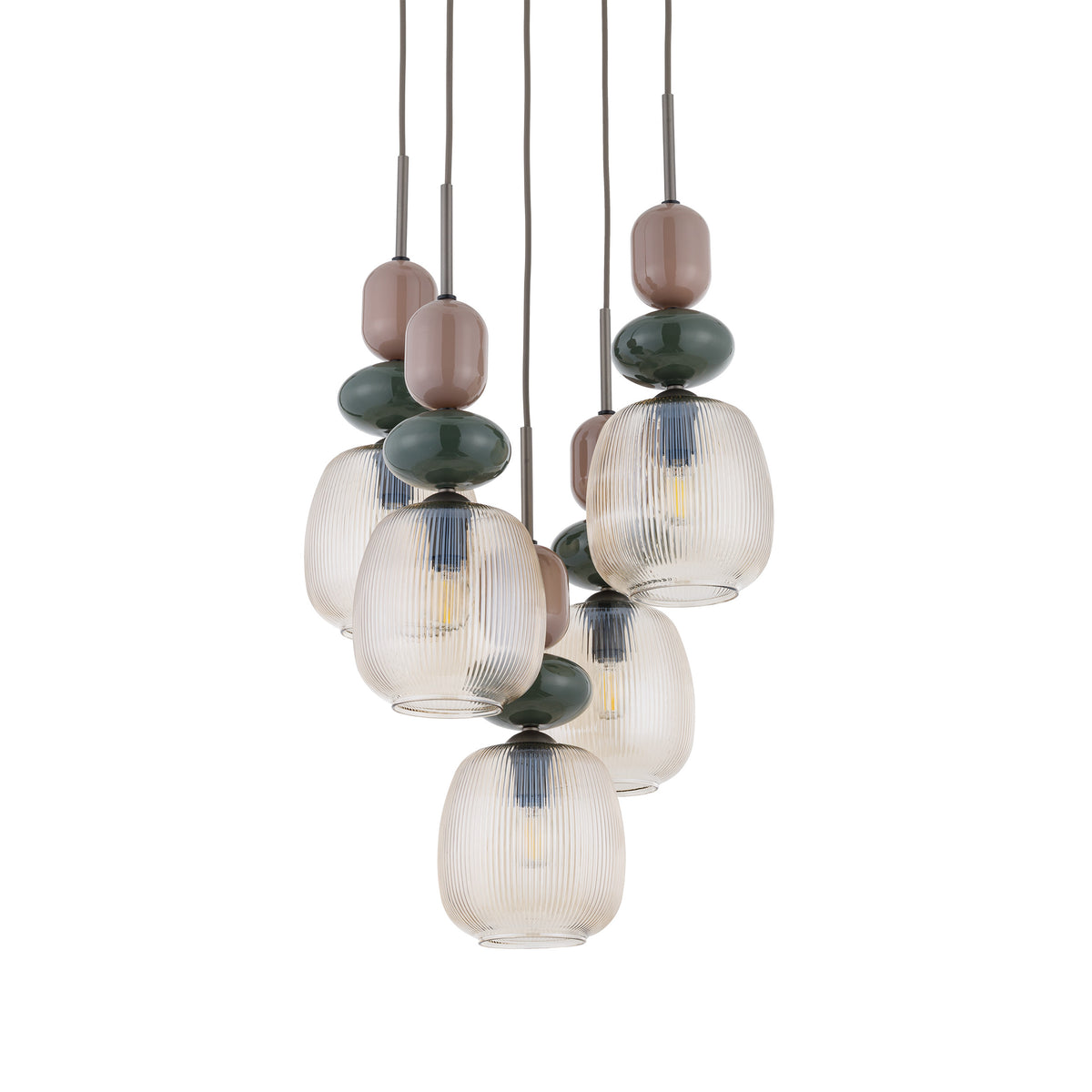 Lustră TK Lighting Zen Botti Rotund, maro, coniac, 5 x E14, 11879
