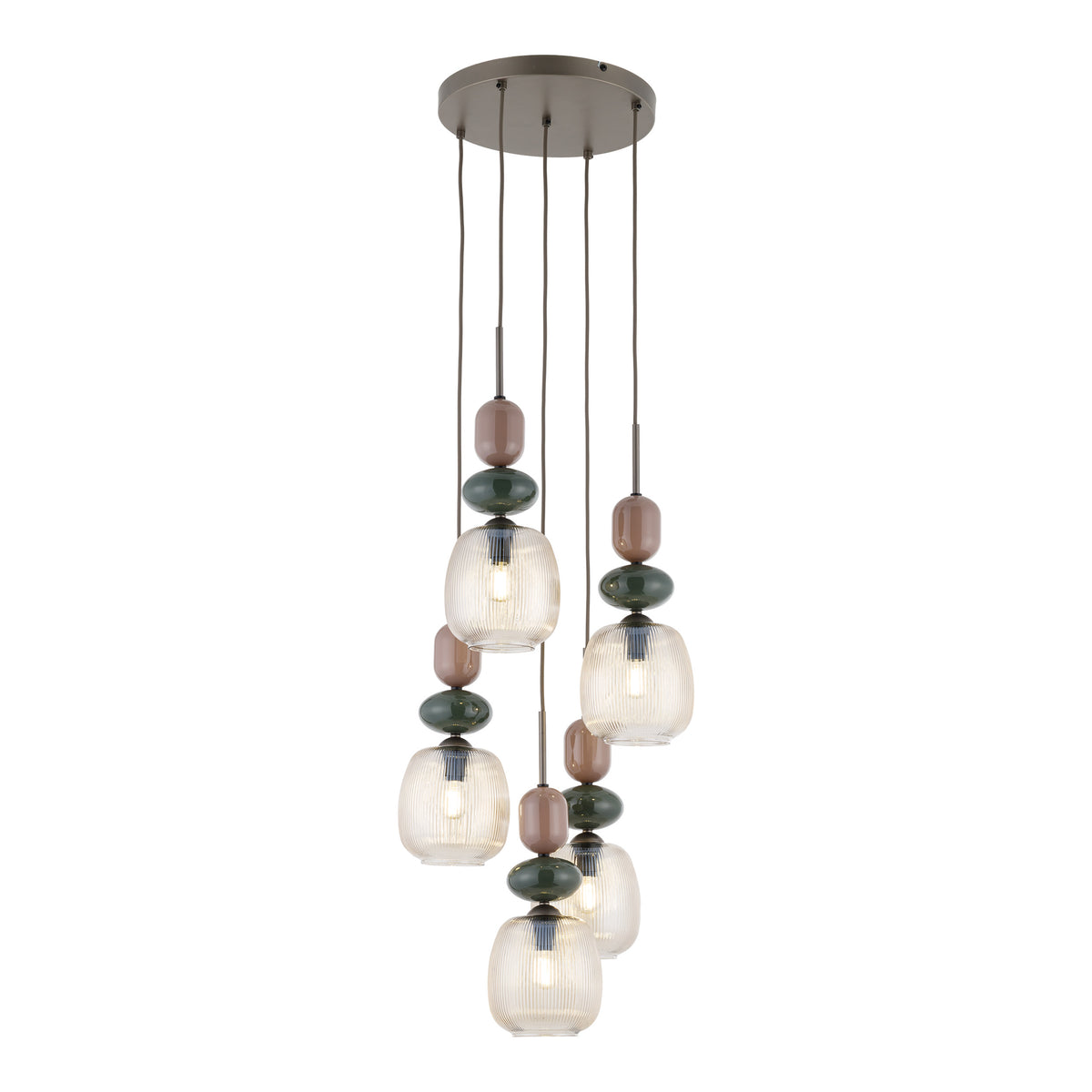 Lustră TK Lighting Zen Botti Rotund, maro, coniac, 5 x E14, 11879