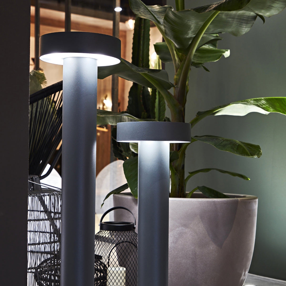 Stâlp de iluminat exterior Ideal Lux Tesla PT4, antracit, H80 cm, 153162
