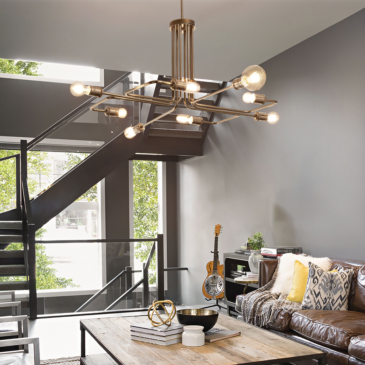 Lustră Ideal Lux Triumph SP8, alamă, 160269