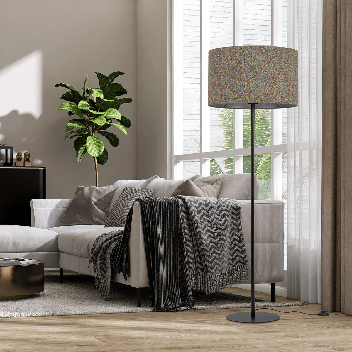 Lampadar TK Lighting Vellum Multicolor, negru, 16167