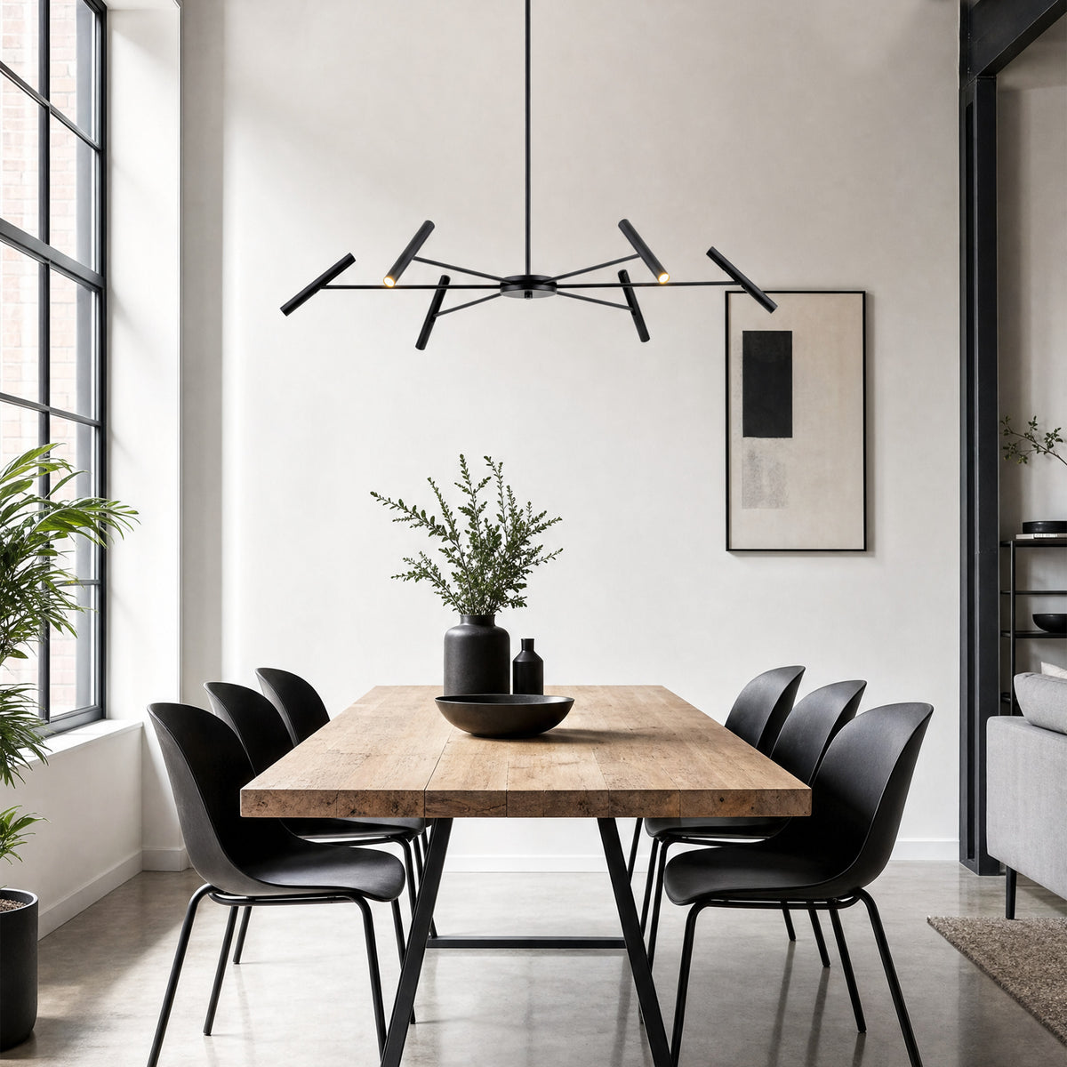 Lustră TK Lighting Niva, negru, 6 x LED, 18223