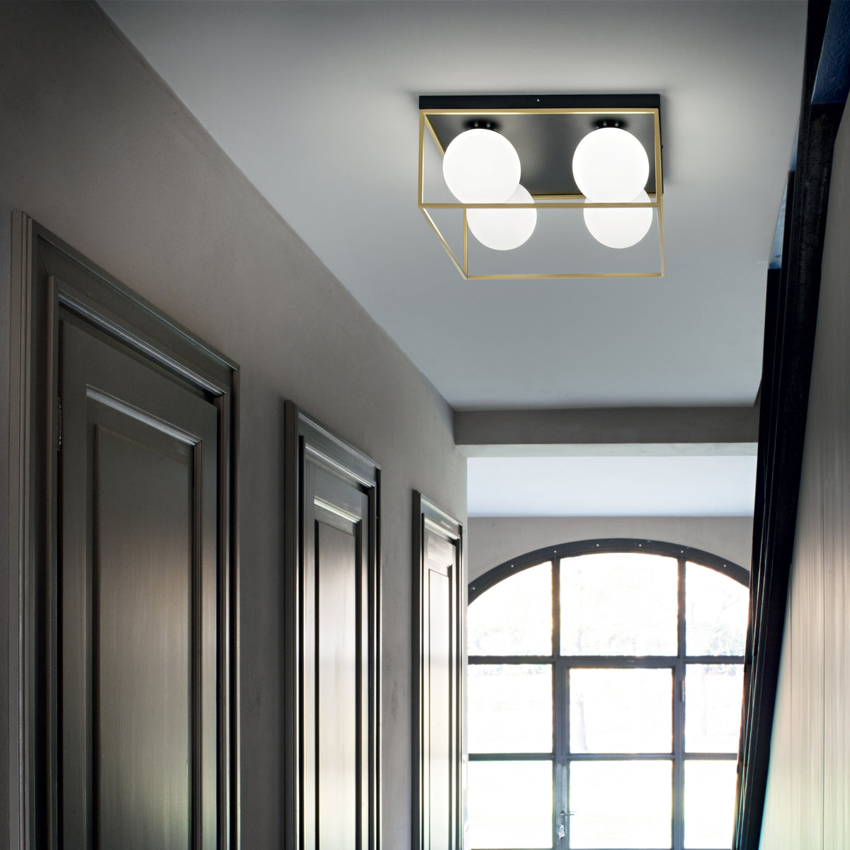 Plafonieră Ideal Lux Lingotto PL4, alamă, 198156