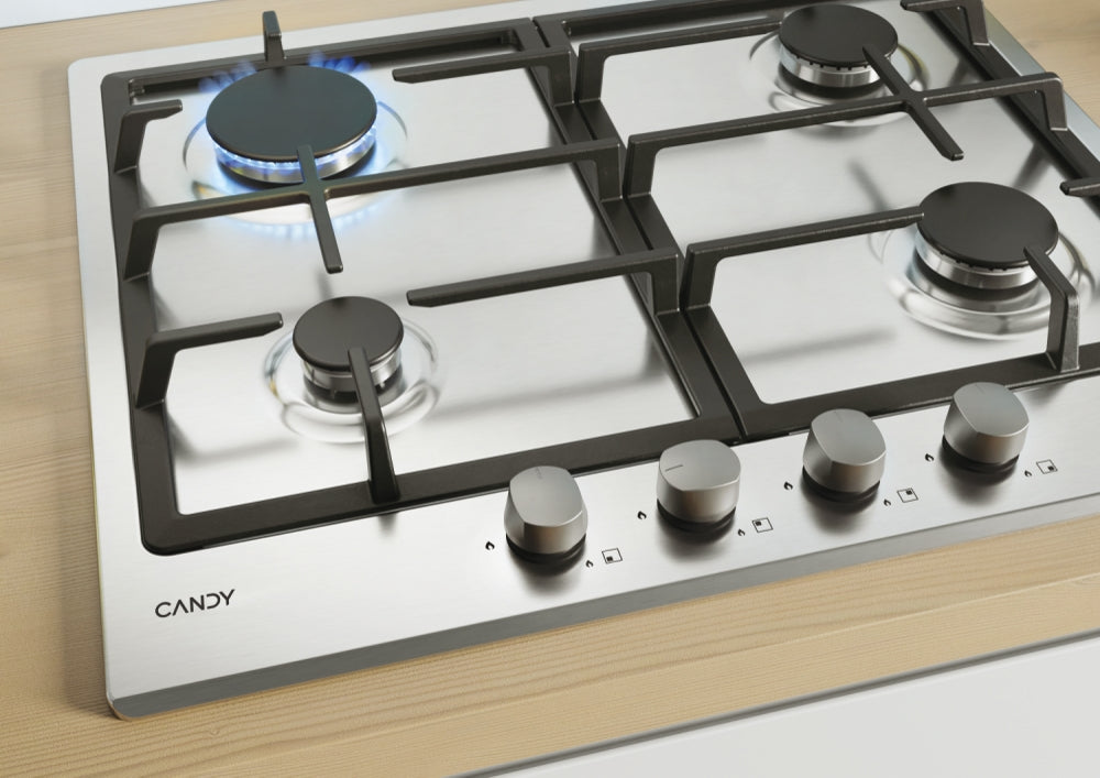 Plită pe gaz Candy CHG6BRX, 60 cm, 4 zone, inox