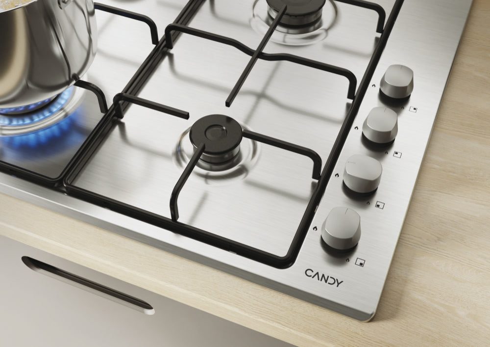 Plită pe gaz Candy CHW6LX, 60 cm, 4 zone, inox