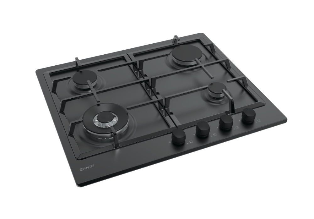 Plită pe gaz Candy CHG6BFB4WB, 60 cm, 4 zone, neagră