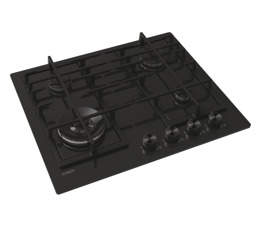 Plită pe gaz Candy CVFG6BF4PB, 60 cm, 4 zone, neagră