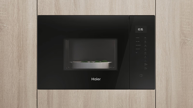 Cuptor cu microunde încorporabil Haier H38FMWID627N, 25 l, cu grill, negru