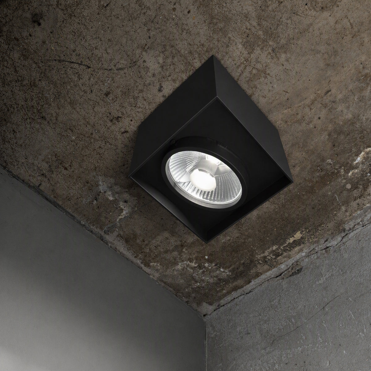 Plafonieră Ideal Lux Mood PL1 Square, negru, Ø9 cm, 243948