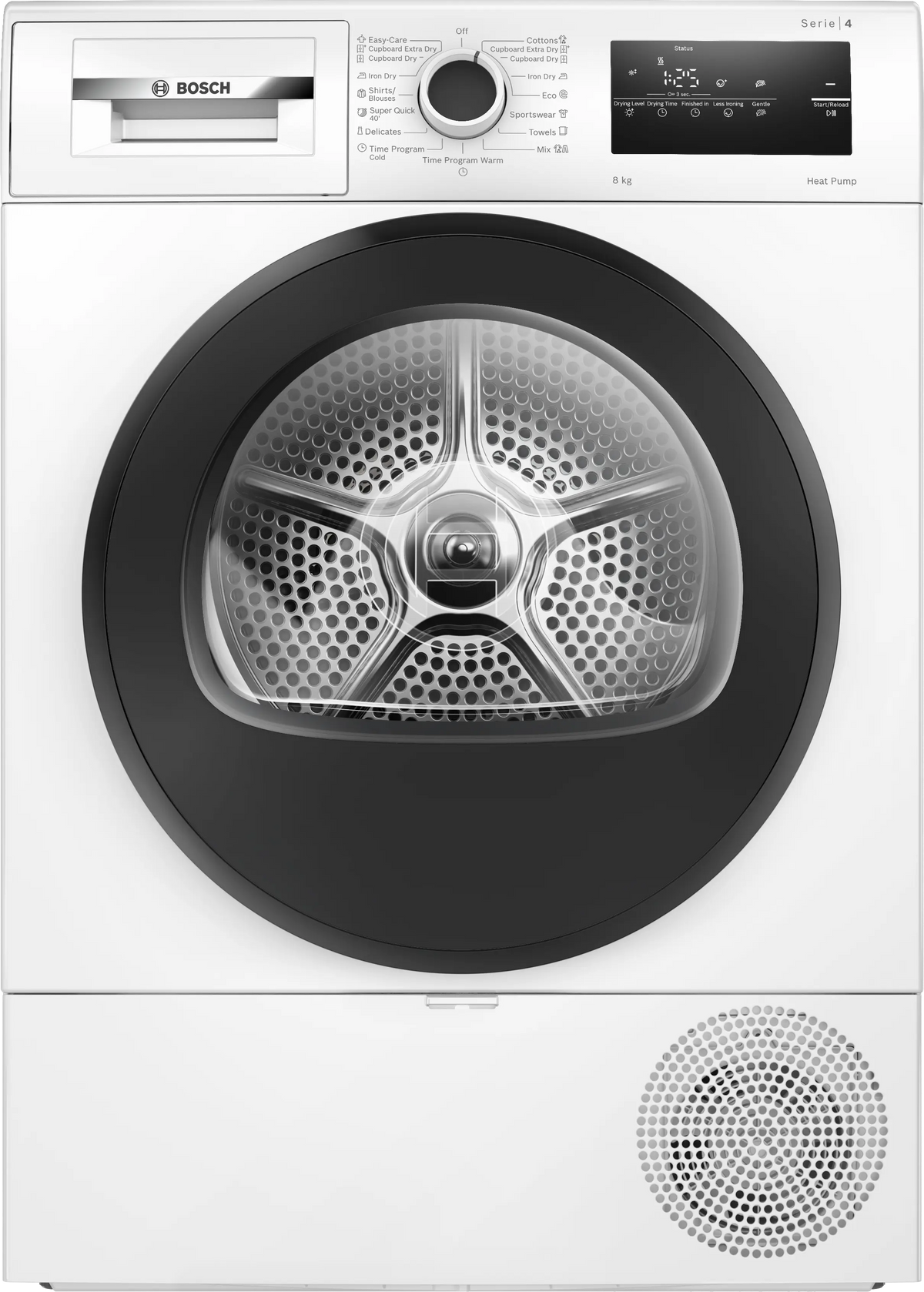 Uscător de rufe Bosch WTH83255BY, Seria 4, 8 kg, pompă de căldură, alb