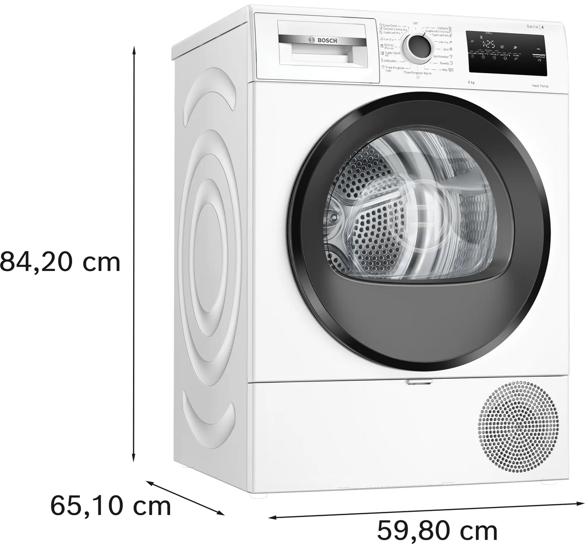 Uscător de rufe Bosch WTH83255BY, Seria 4, 8 kg, pompă de căldură, alb