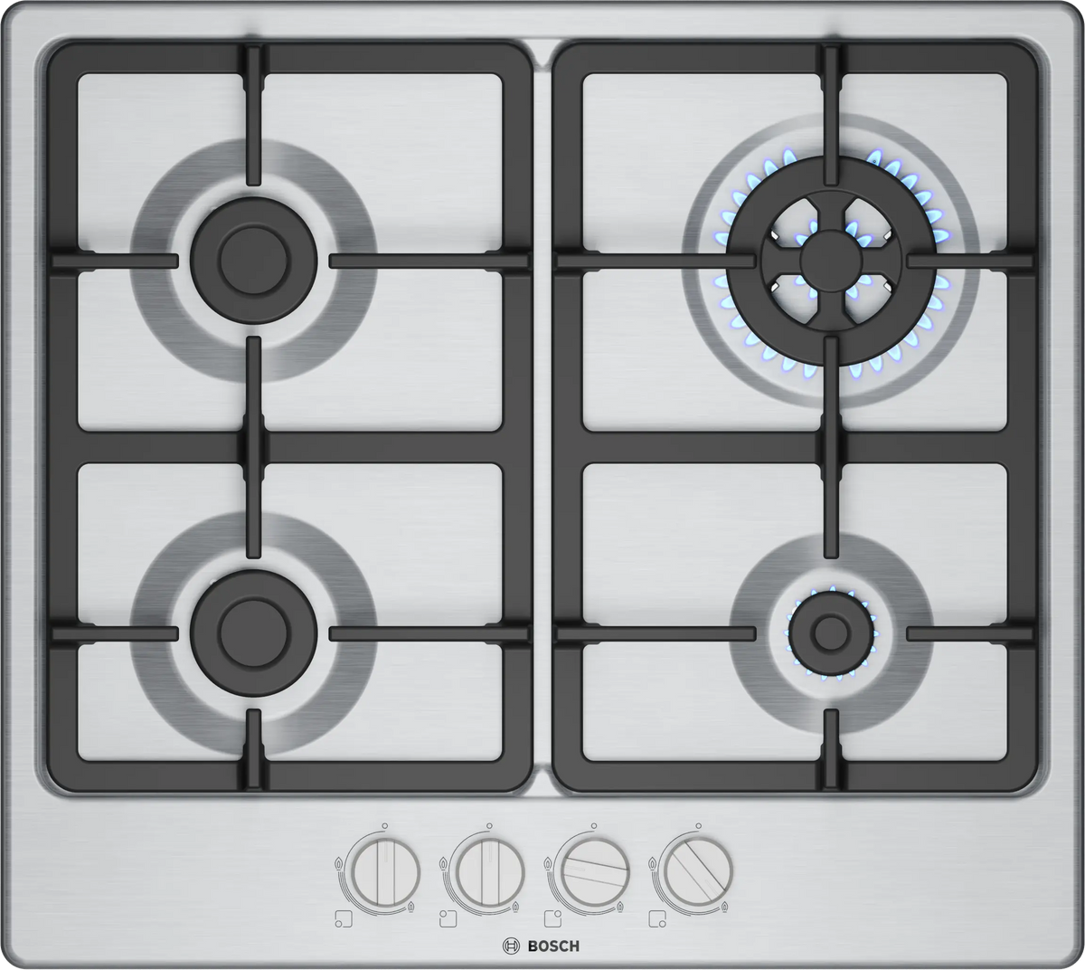 Plită pe gaz Bosch PGH6B5K90, Seria 4, 60 cm, inox