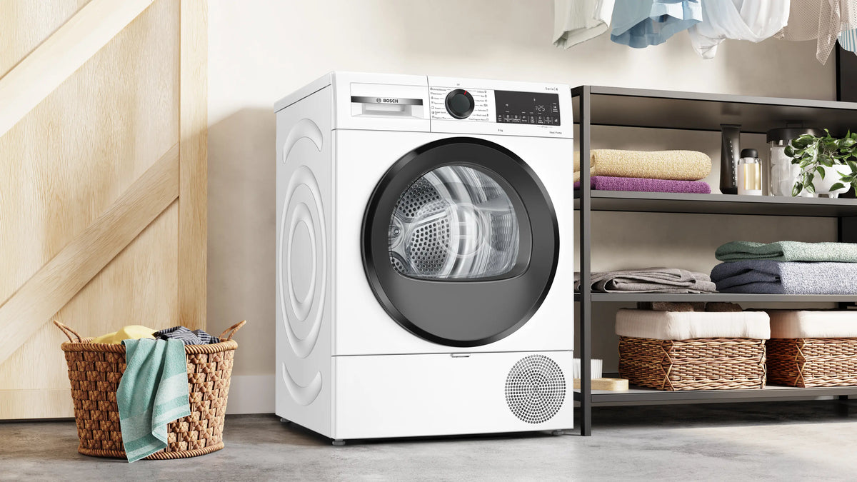 Uscător de rufe Bosch WQG243DNBY, Seria 6, 9 kg, pompă de căldură, alb