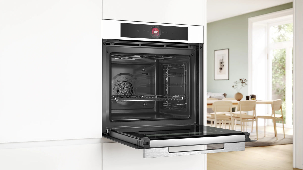Cuptor încorporabil Bosch HBG7741W1, Seria 8, 71 l, curățare pirolitică, alb