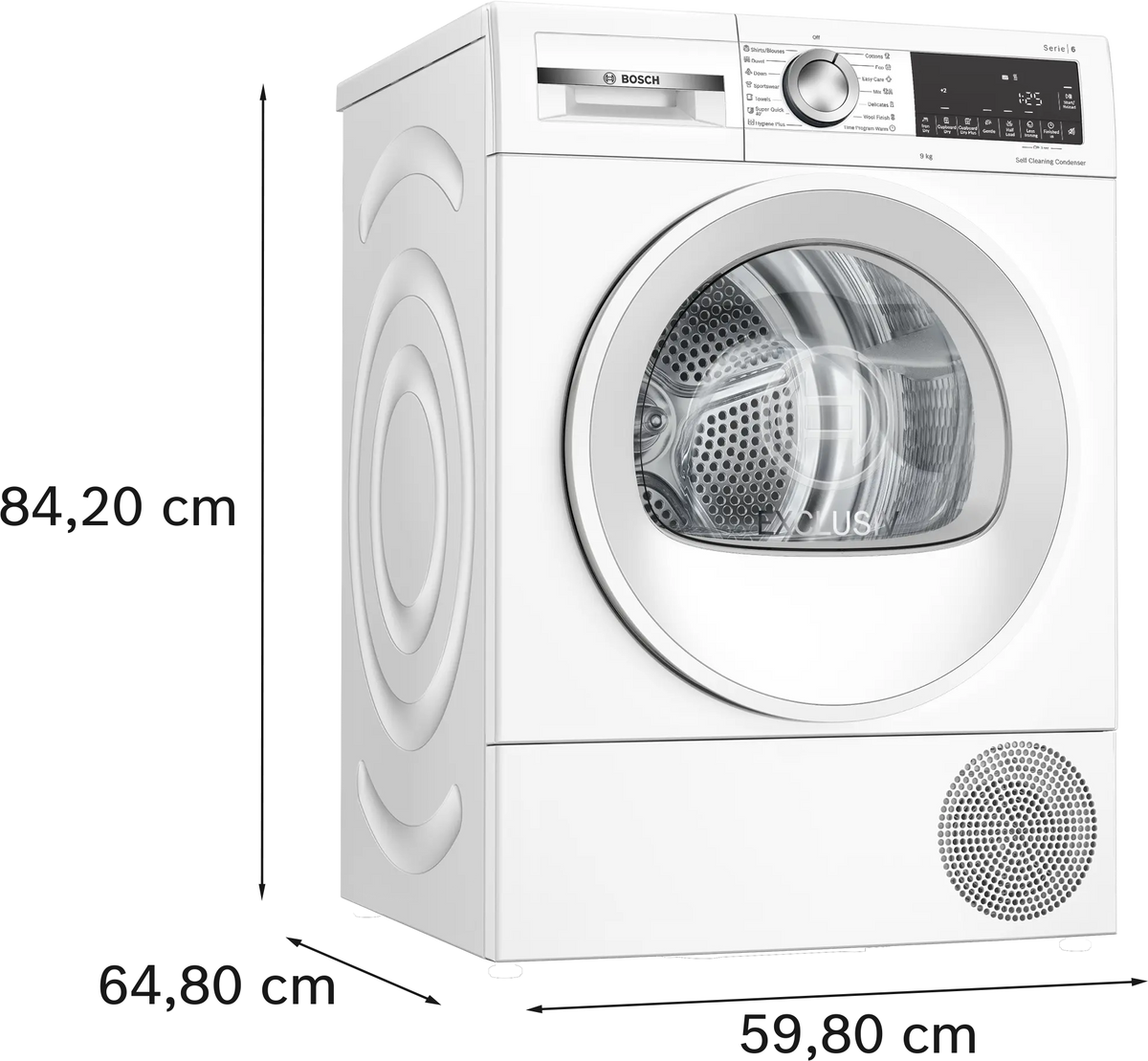 Uscător de rufe Bosch WQG14591BY, Seria 6, 9 kg, pompă de căldură, alb
