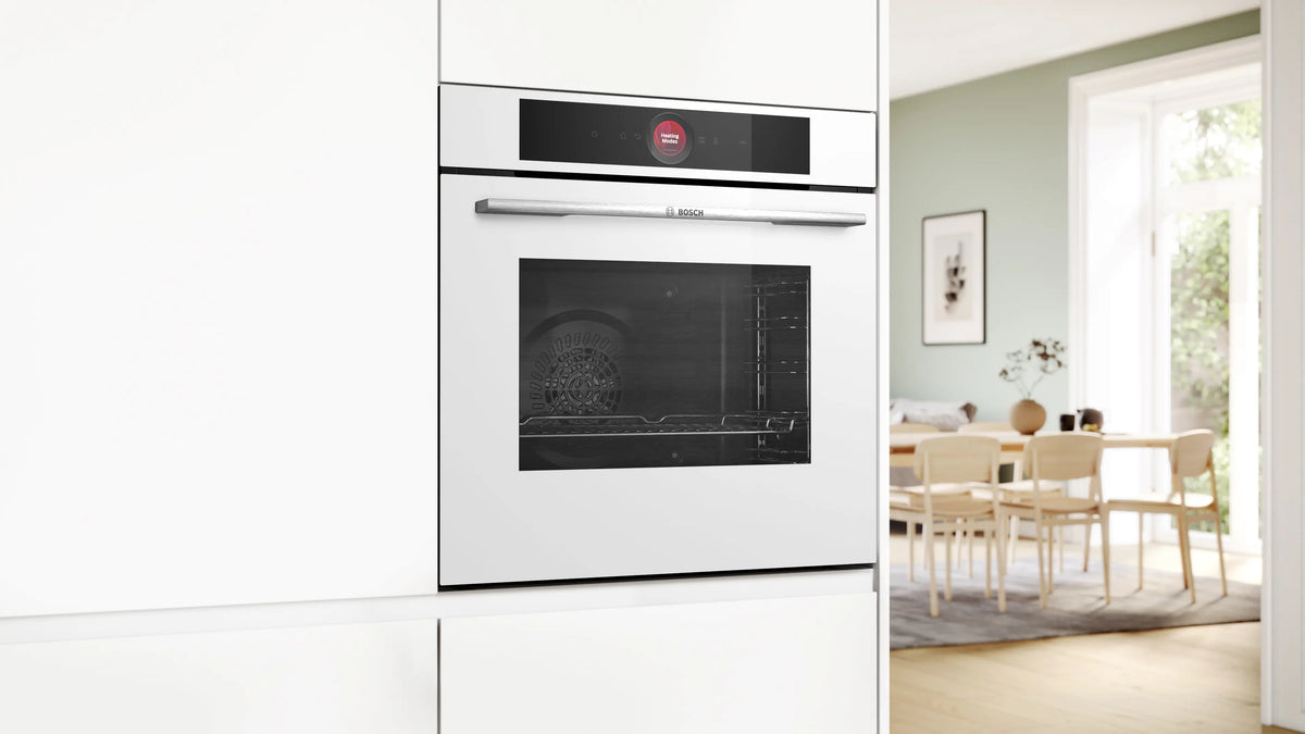Cuptor încorporabil Bosch HBG7741W1, Seria 8, 71 l, curățare pirolitică, alb