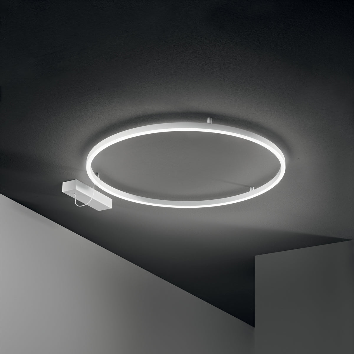 Plafonieră Ideal Lux Oracle Slim Round 3000K ON-OFF, alb, Ø70 cm, 265995