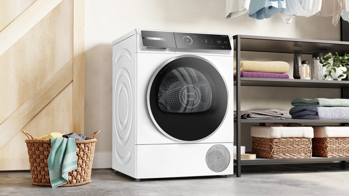 Uscător de rufe Bosch WQB246CNBY, Seria 8, 9 kg, pompă de căldură, alb