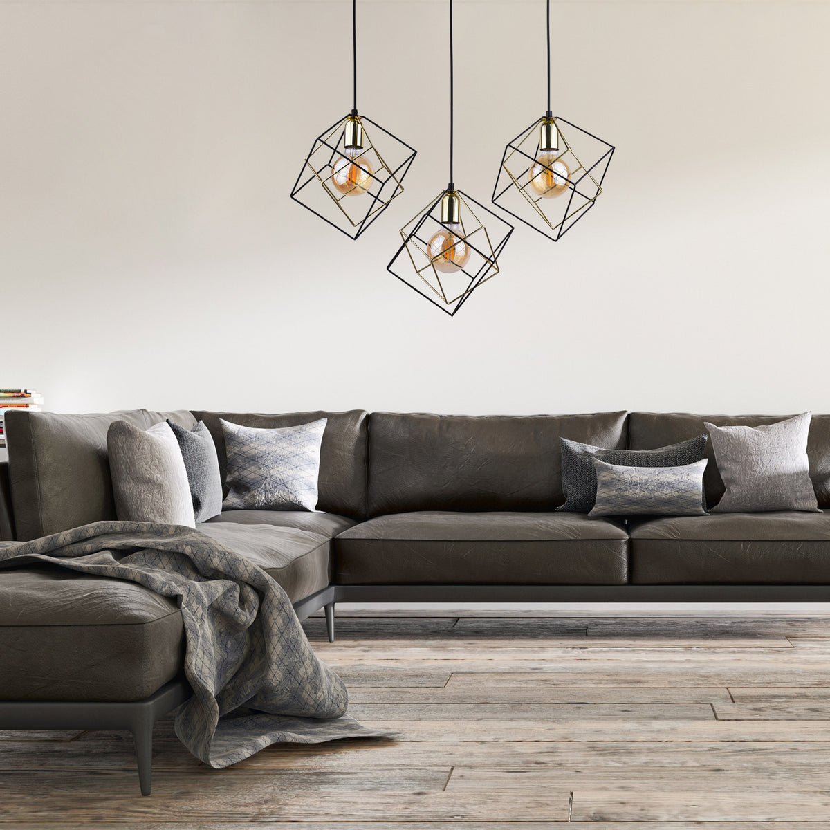 Lustră TK Lighting Alambre 3 Bară, negru, auriu, 3 x E27, 2699