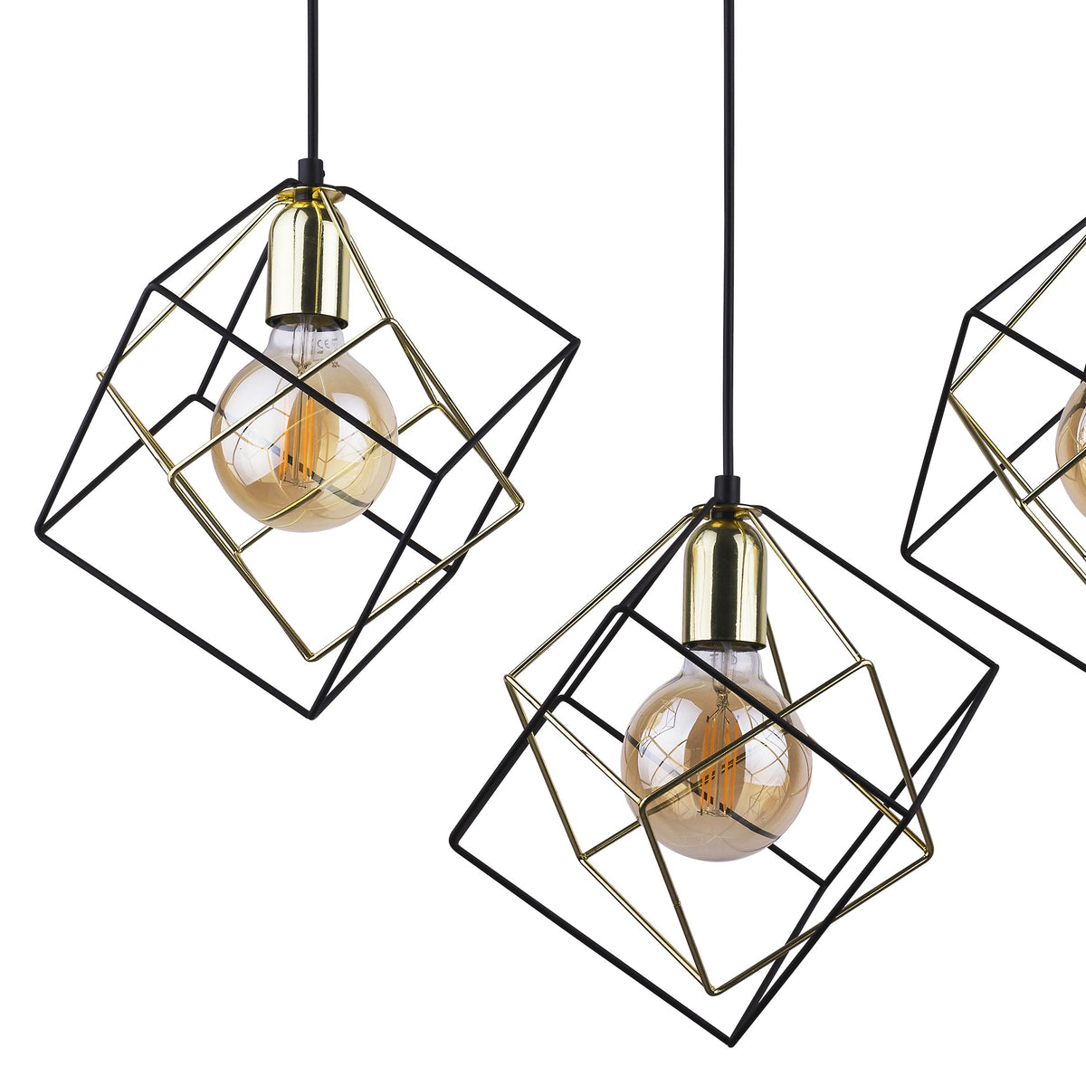 Lustră TK Lighting Alambre 3 Bară, negru, auriu, 3 x E27, 2699