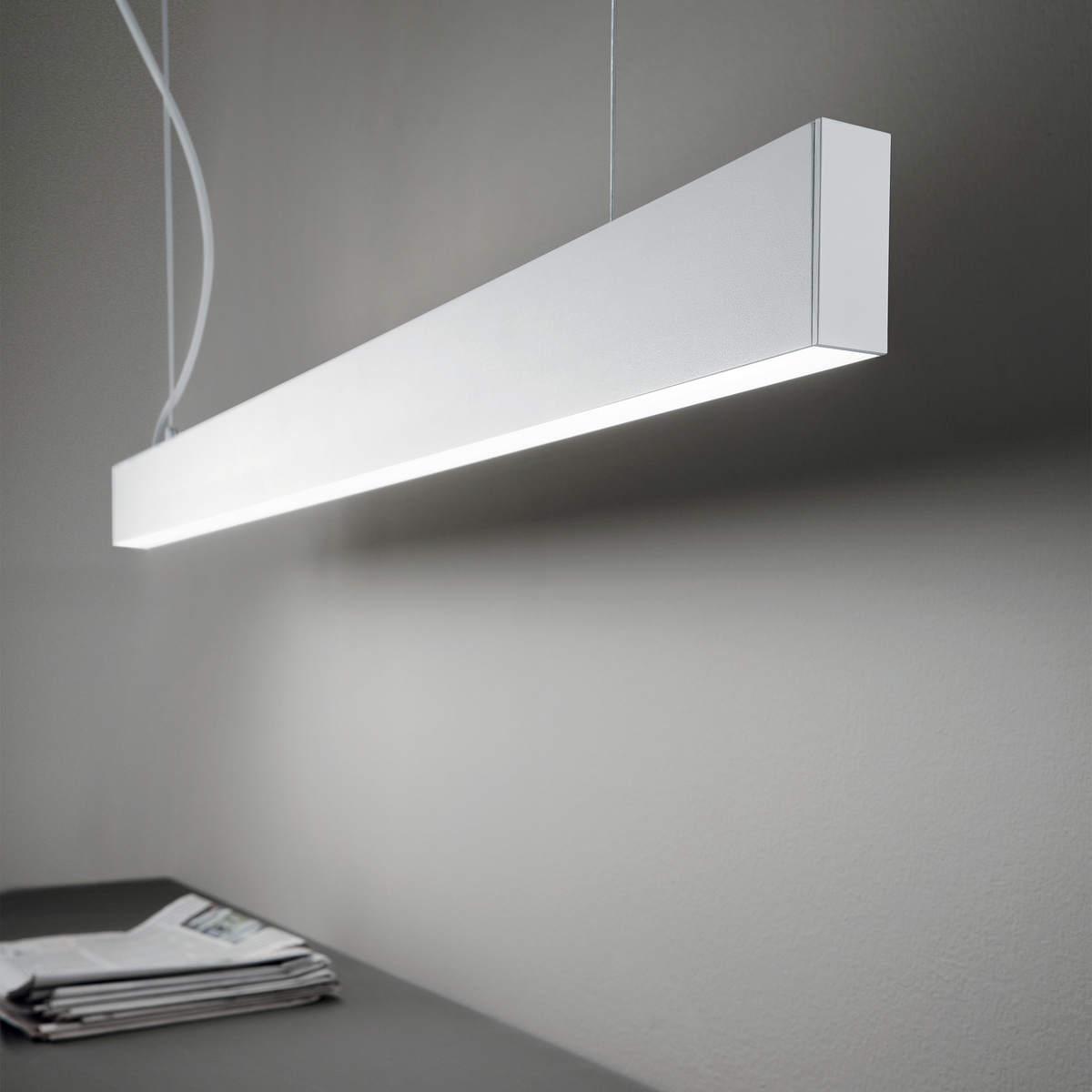 Pendul liniar Ideal Lux Steel Wide 3000K, alb, 267128