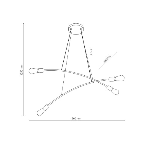 Lampa suspendata Helix neagra 2 brate, 4x E27 15W 2724