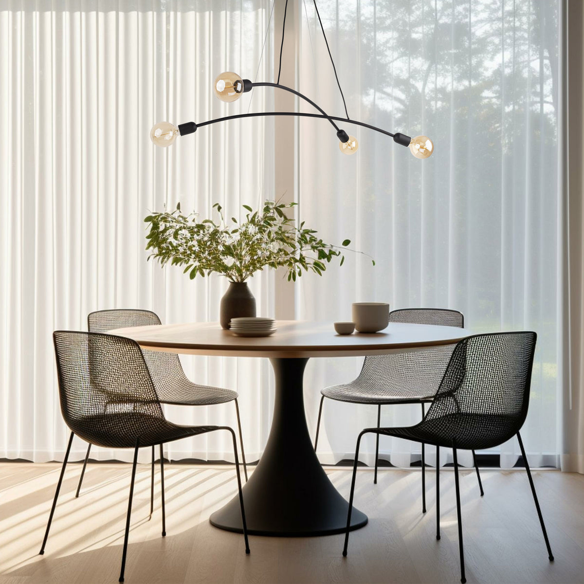 Lampa suspendata Helix neagra 2 brate, 4x E27 15W 2724
