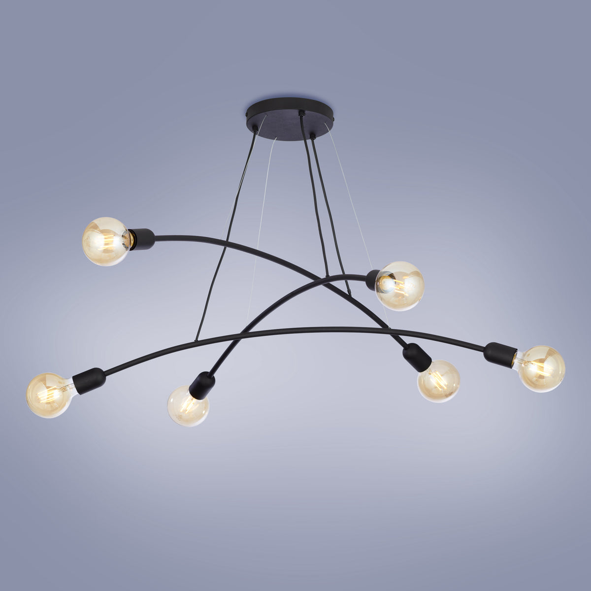 Lampa suspendata Helix neagra 3 brate, 6x E27 15W 2726
