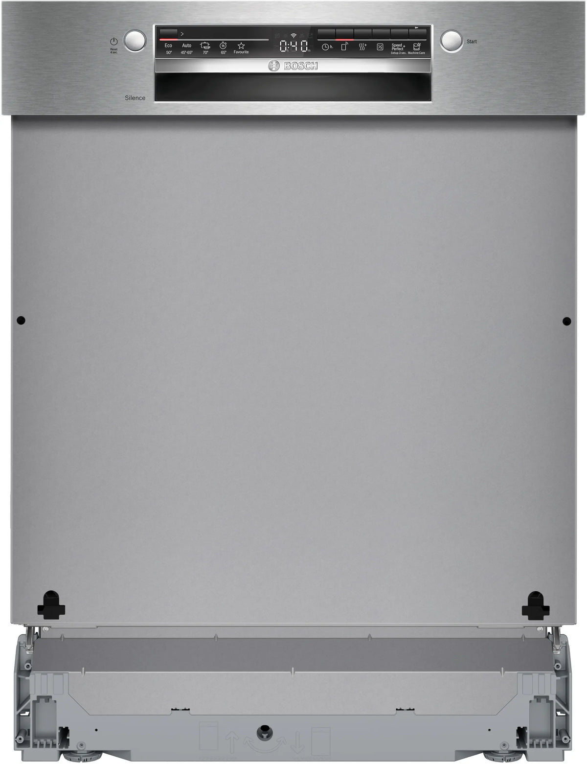 Mașină de spălat vase parțial încorporabilă Bosch SMI2HTS06E, Seria 2, 60 cm, 13 seturi, inox