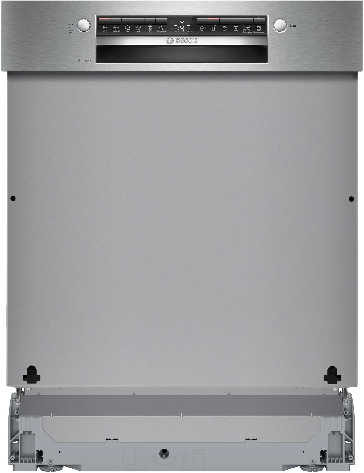 Mașină de spălat vase parțial încorporabilă Bosch SMI4HVS14E, Seria 4, 60 cm, 14 seturi, inox